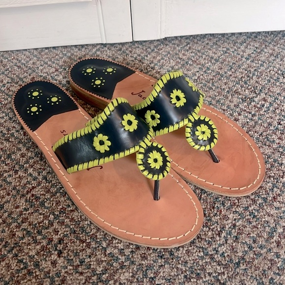 JACK ROGERS Navajo Heritage Jacks Slide Sandals Midnight/ green Womens US 10 - Picture 1 of 7